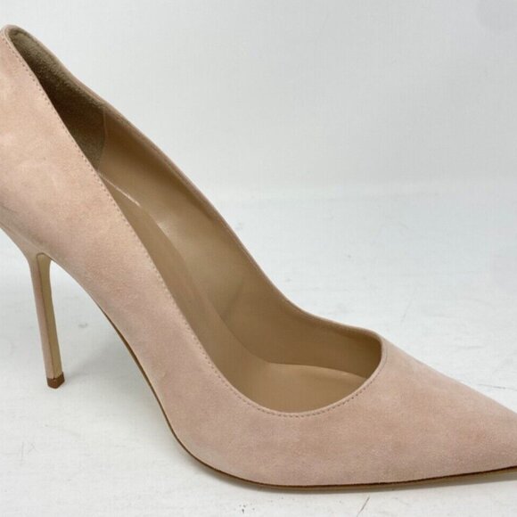 Manolo Blahnik BB 105 Pointy Toe Pump Suede Daim Nude Pumps - Picture 3 of 12